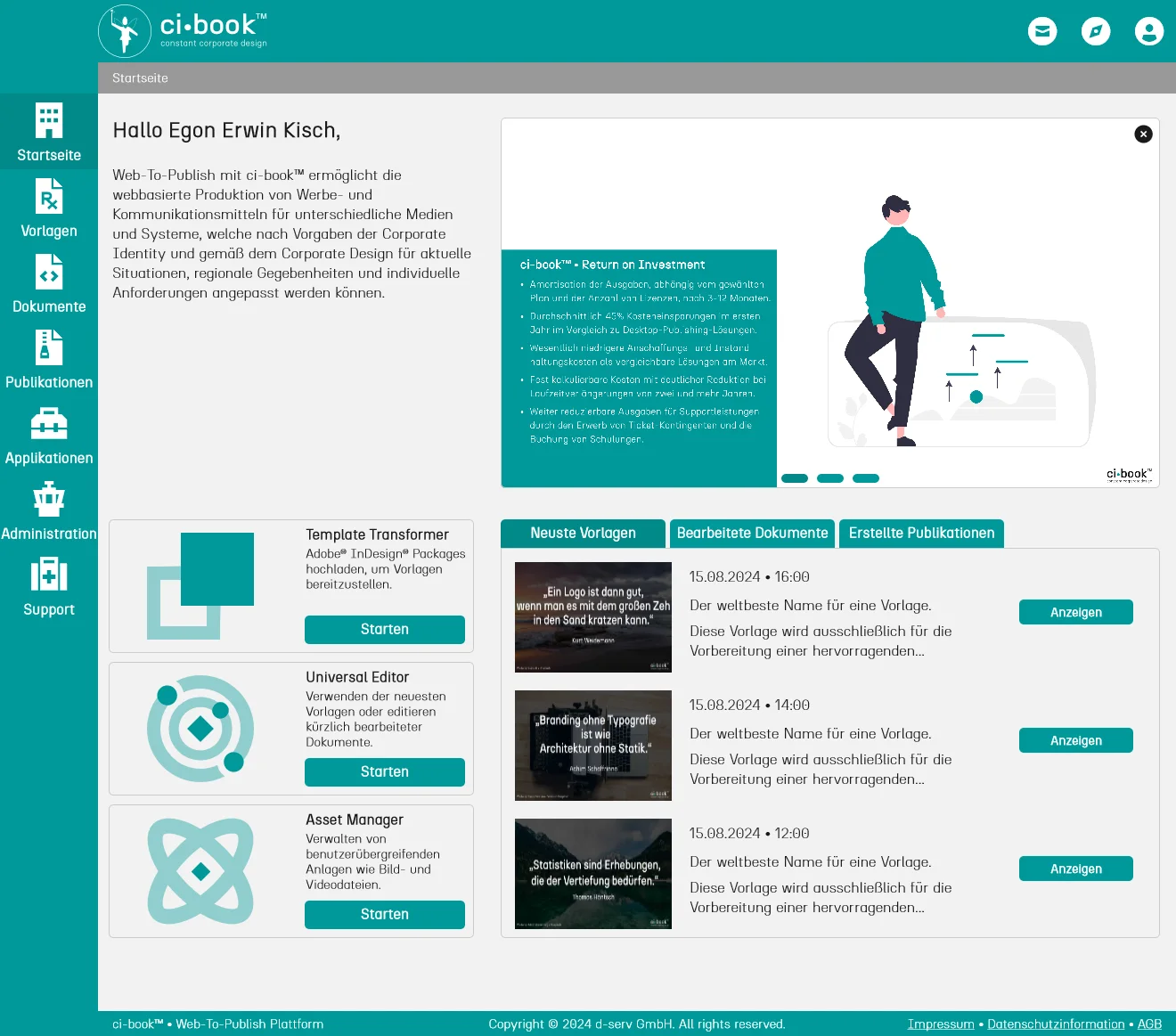 Mockup der grafischen Benutzungsoberfläche (GUI = Graphical User Interface) - ci-book™ • Home